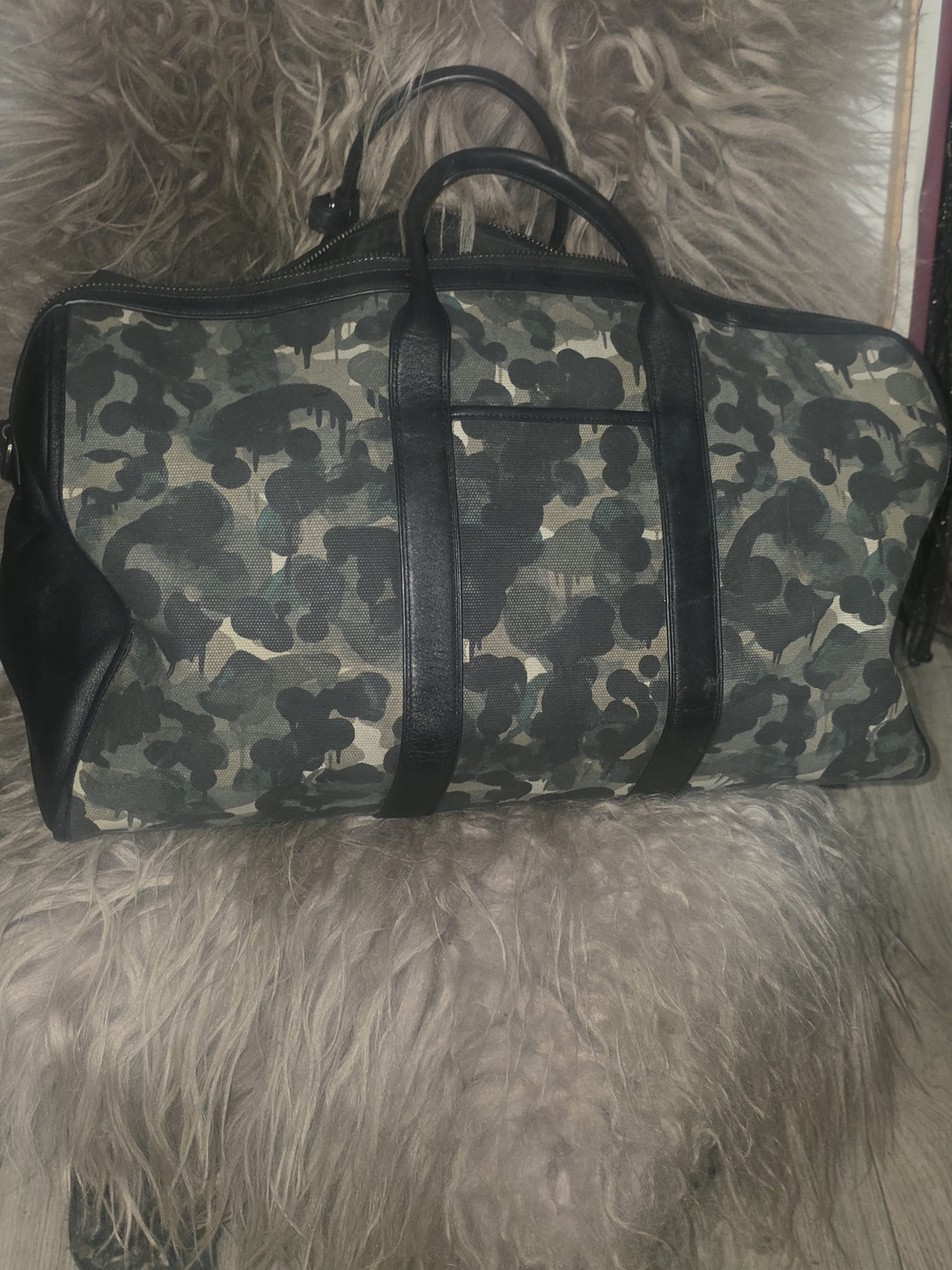 Gotham 45 Coach Green Camouflage Duffel with Black Leather Trim - Picture 2 of 8